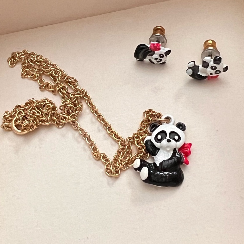 Vintage panda jewelry set